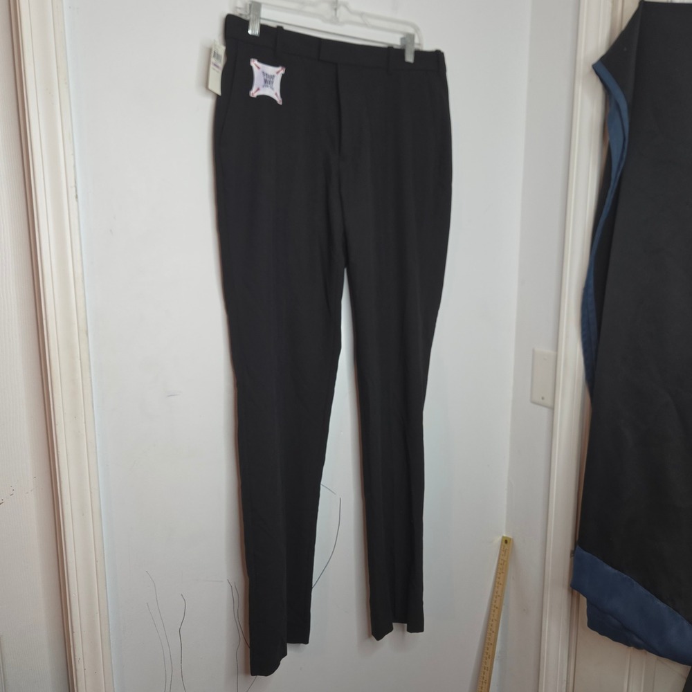 IZOD Mens Performance Stretch Dress Pants Black Straight Fit 32x34 NWT